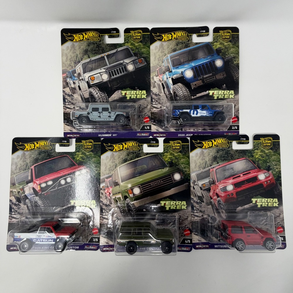 Hot Wheels Premium Car Culture Terra Trek Complete Set Hummer Jeep Datsun Toyota